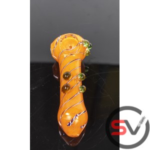 TRI MARBLE BOWL FRIT PIPE WITH SWIRL 4inch